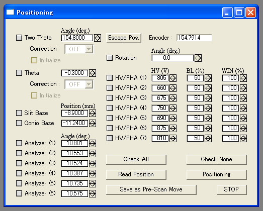 Positioning Control Panel